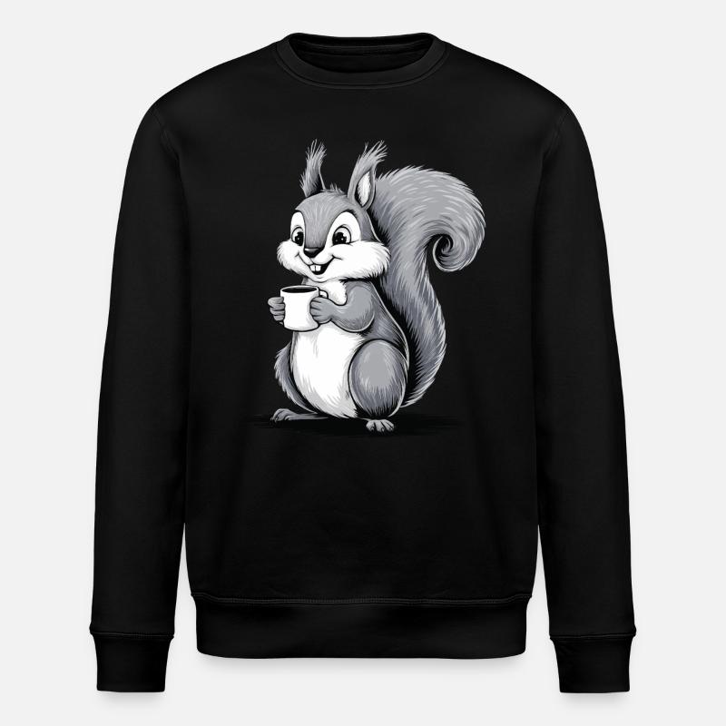 Écureuil Eichhörnchen Boire Café Caféine - Sweat bio ROLLER Stanley/Stella Unisexe - noir
