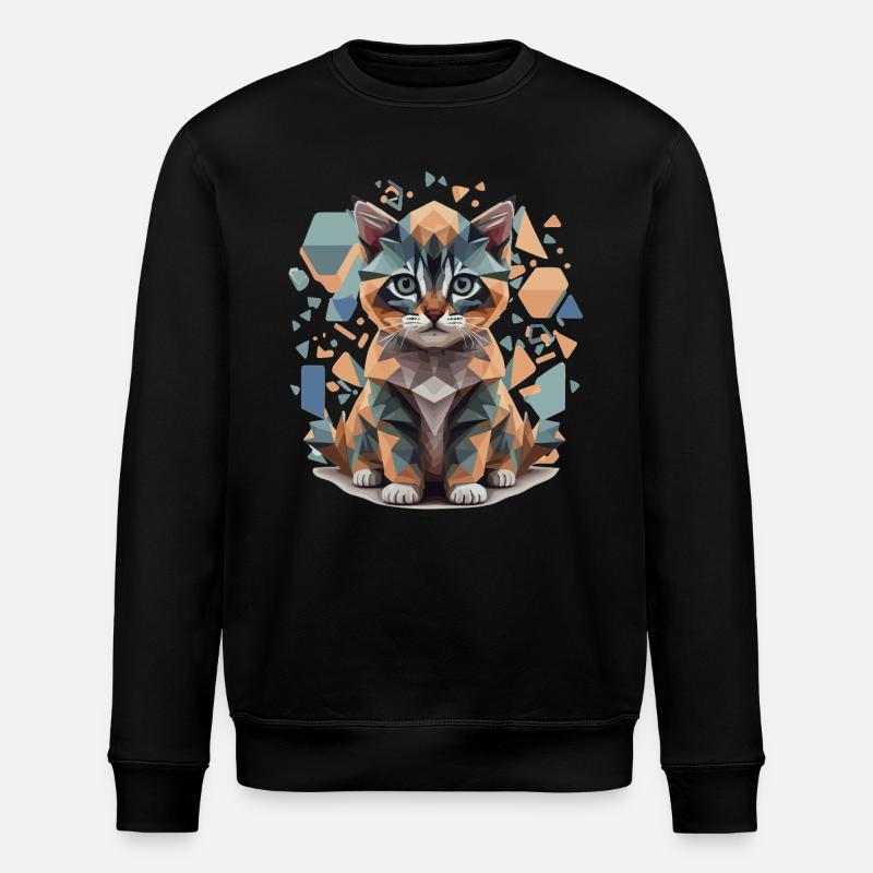Polygon Cat Low-Poly - Stanley/Stella ROLLER Unisex Organic Sweatshirt - black