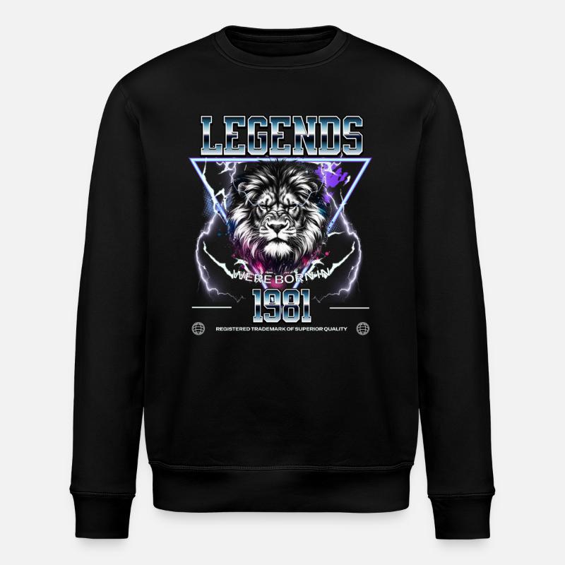 1981 Birthday Legend Leo - Stanley/Stella ROLLER Unisex Organic Sweatshirt - black