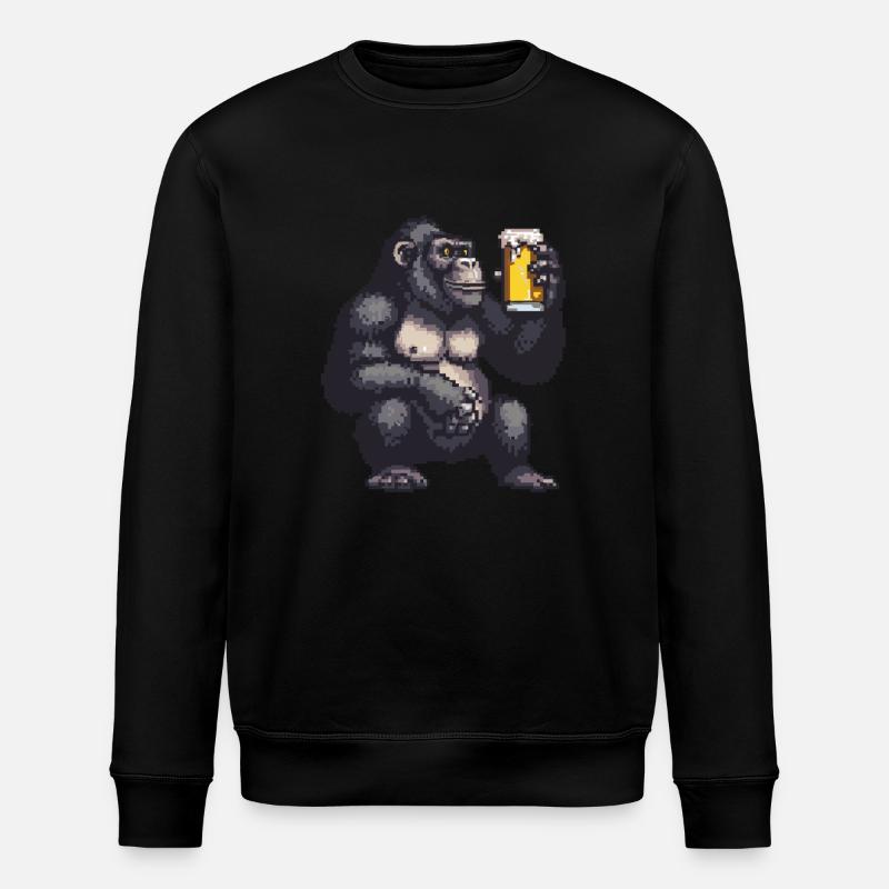 Bière Gorilla Pixel - Sweat bio ROLLER Stanley/Stella Unisexe - noir