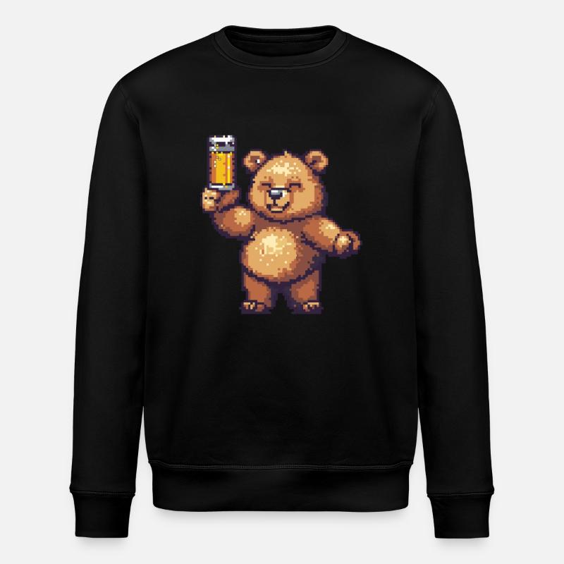 Bear Pixel Beer - Stanley/Stella ROLLER Unisex Organic Sweatshirt - black