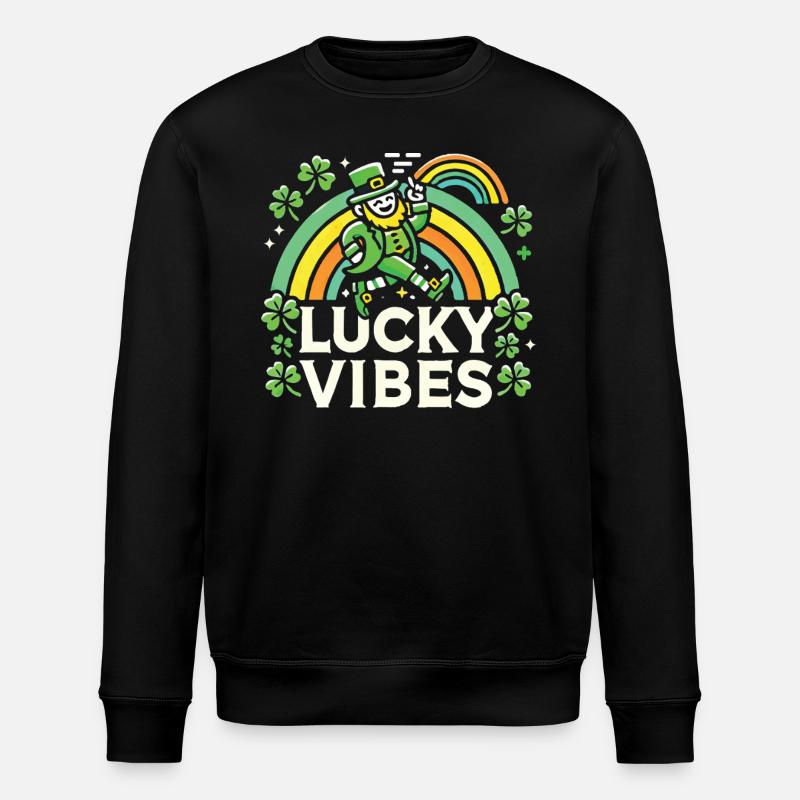 Saint-Patrick Lucky Vibes Arc-en-ciel - Sweat bio ROLLER Stanley/Stella Unisexe - noir