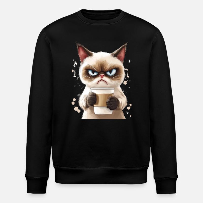 with Coffee - Morning Grouch - Stanley/Stella ROLLER Unisex Organic Sweatshirt - black