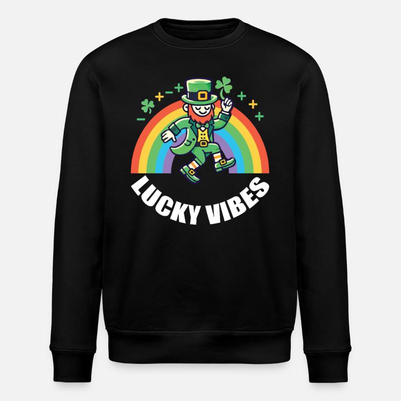 Saint-Patrick Happy Vibes Arc-en-ciel - Sweat bio ROLLER Stanley/Stella Unisexe - noir