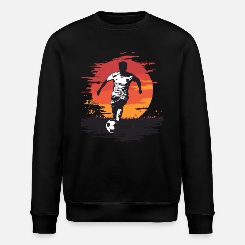 Fußballer-Silhouette - Sonnenuntergangs-Design - Stanley/Stella Unisex Bio-Sweatshirt ROLLER - Schwarz