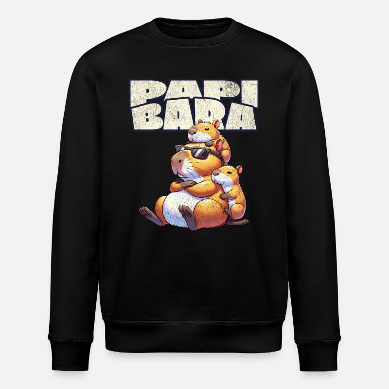 Papibara Capybara Father Dad - Stanley/Stella ROLLER Unisex Organic Sweatshirt - black