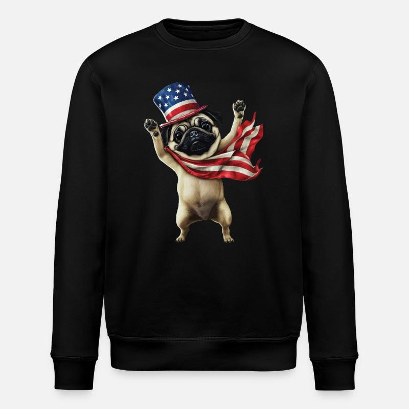 Mops - Stanley/Stella Unisex Bio-Sweatshirt ROLLER - Schwarz