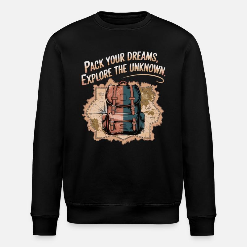 Träume packen, Abenteuer erleben - Stanley/Stella Unisex Bio-Sweatshirt ROLLER - Schwarz