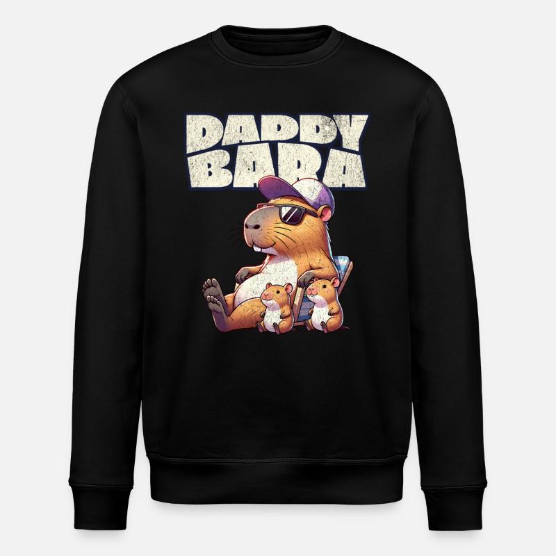 Daddybara Capybara Father Dad - Stanley/Stella ROLLER Unisex Organic Sweatshirt - black