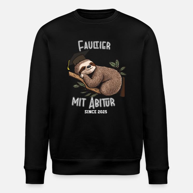 Faultier mit Abitur 2025 - Stanley/Stella Unisex Bio-Sweatshirt ROLLER - Schwarz