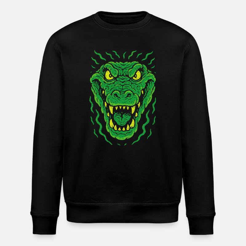 Wütender Echsenkopf im Neonstil - Stanley/Stella Unisex Bio-Sweatshirt ROLLER - Schwarz