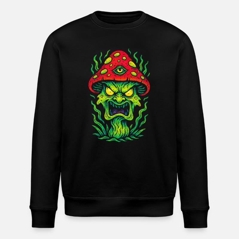 Psycho Toadstool with Third Eye - Stanley/Stella ROLLER Unisex Organic Sweatshirt - black