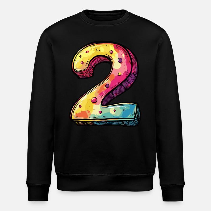 2 Zahl Bunt - Stanley/Stella Unisex Bio-Sweatshirt ROLLER - Schwarz