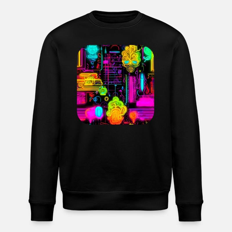 Neon Abstract Style Trend UV - Stanley/Stella ROLLER Unisex Organic Sweatshirt - black