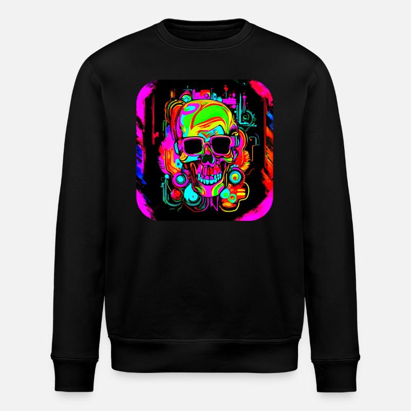 Neon Style Schädel Leuchtreklame Glow - Stanley/Stella Unisex Bio-Sweatshirt ROLLER - Schwarz