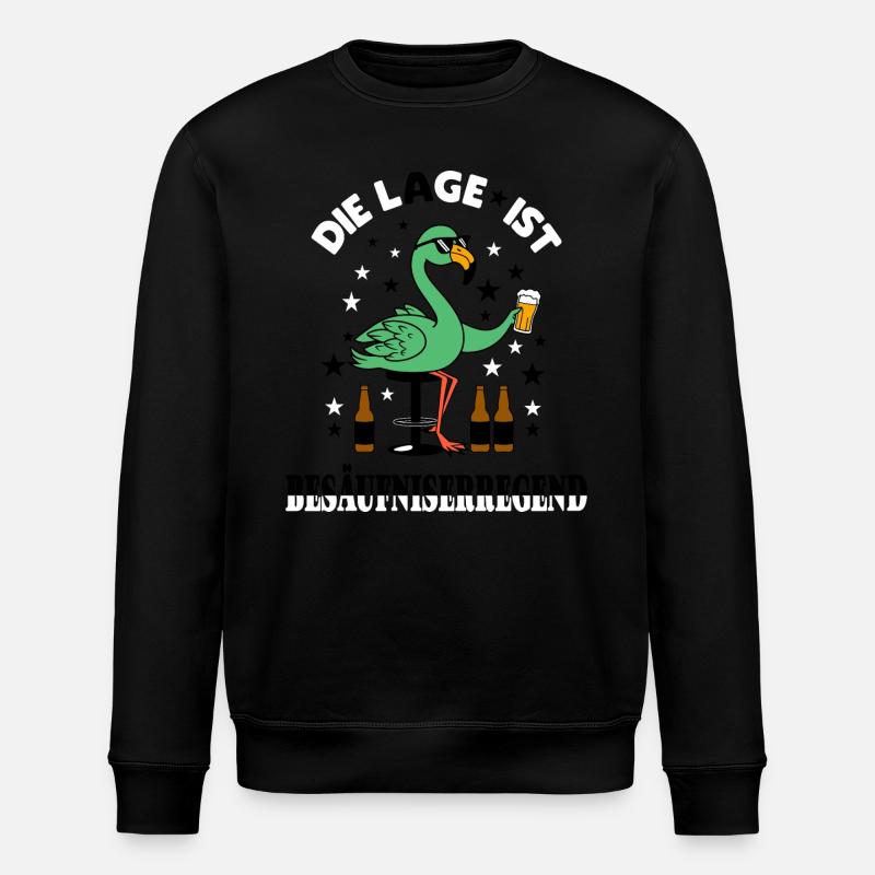 Drôle de flamant rose vert - Sweat bio ROLLER Stanley/Stella Unisexe - noir