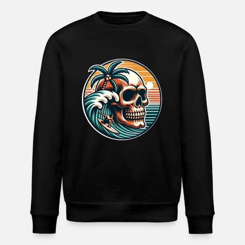 Surfing Surfer skull - Stanley/Stella ROLLER Unisex Organic Sweatshirt - black