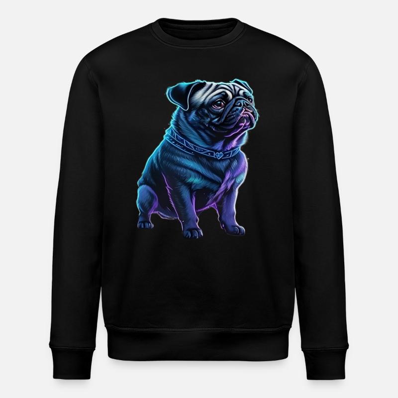 Futuristic Neon Pug - Stanley/Stella ROLLER Unisex Organic Sweatshirt - black