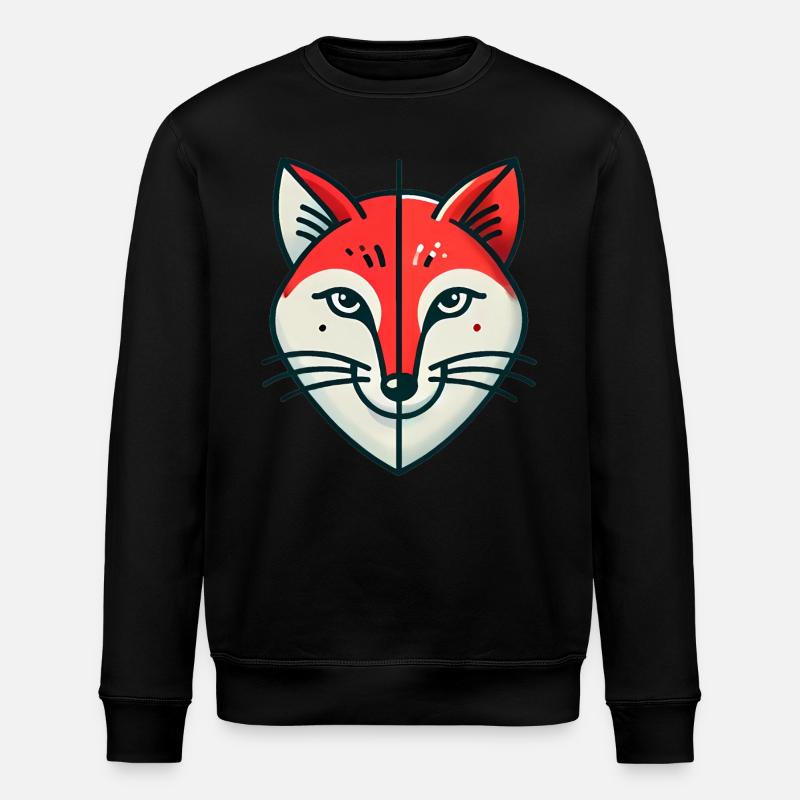 Illustration géométrique de renard fendu - Sweat bio ROLLER Stanley/Stella Unisexe - noir