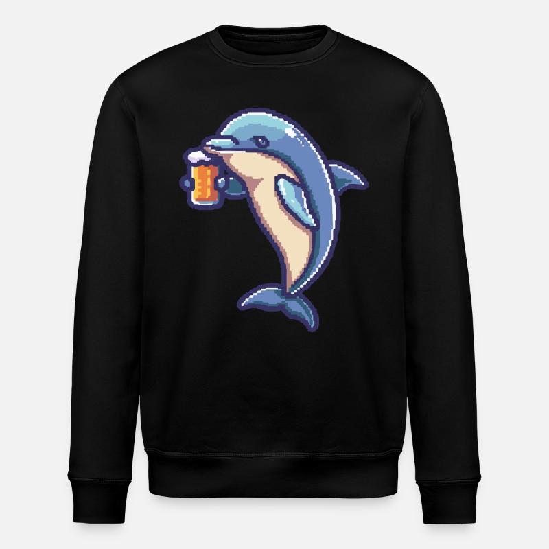 Delfin Pixel Beer - Stanley/Stella ROLLER Unisex Organic Sweatshirt - black