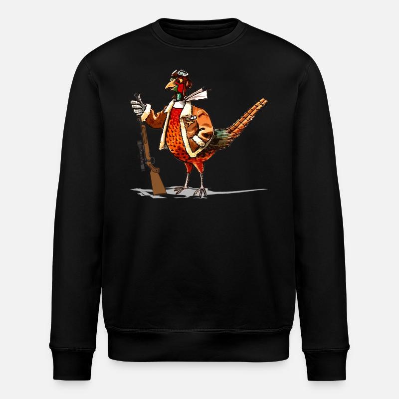 Pheasant Hunter Graphic - Stanley/Stella ROLLER Unisex Organic Sweatshirt - black