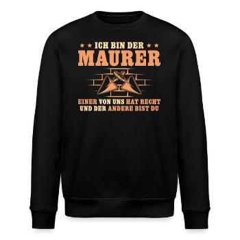 Maurermeister hat Recht Maurer Geschenk - Stanley/Stella Unisex Bio-Sweatshirt ROLLER - Schwarz - Vorne - Nik (191cm)