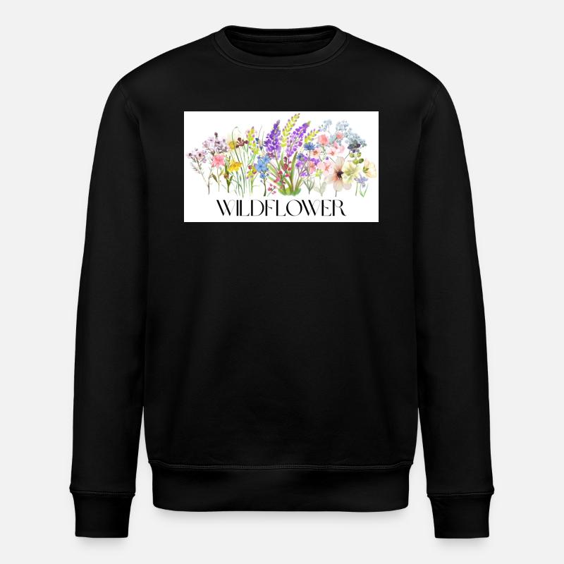 Blumenwiese Aquarell-Design - Stanley/Stella Unisex Bio-Sweatshirt ROLLER - Schwarz