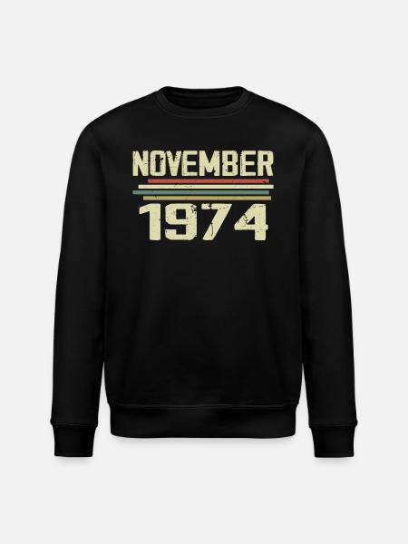 Vintage November 1974 Vintage Retro November 1974 - Stanley/Stella ROLLER Unisex Organic Sweatshirt - black