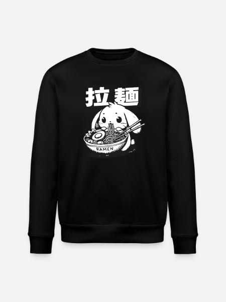 Cute Ramen Bunny Merch - Stanley/Stella ROLLER Unisex Organic Sweatshirt - black