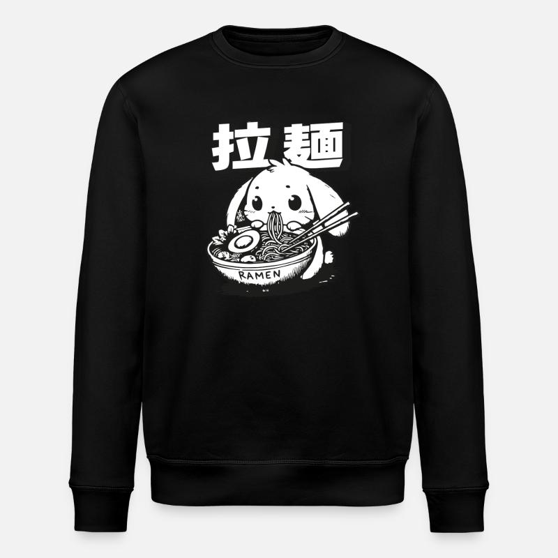 Cute Ramen Bunny Merch - Stanley/Stella ROLLER Unisex Organic Sweatshirt - black