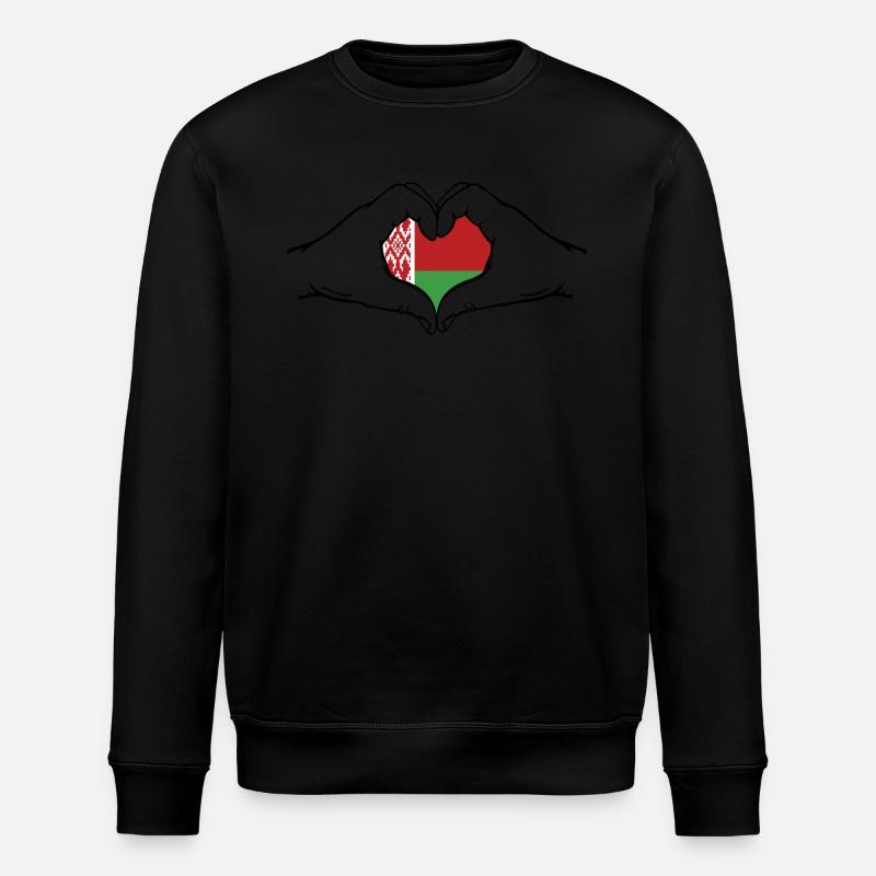 Belarus Flag Hands Heart Shape - Stanley/Stella ROLLER Unisex Organic Sweatshirt - undefined