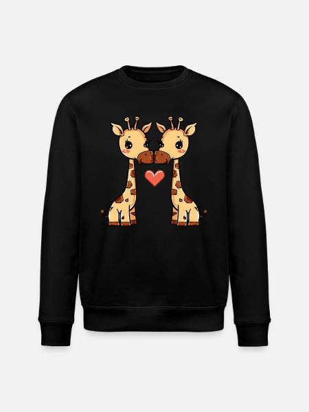 Giraffe Couple Valentine's Day - Stanley/Stella ROLLER Unisex Organic Sweatshirt - black