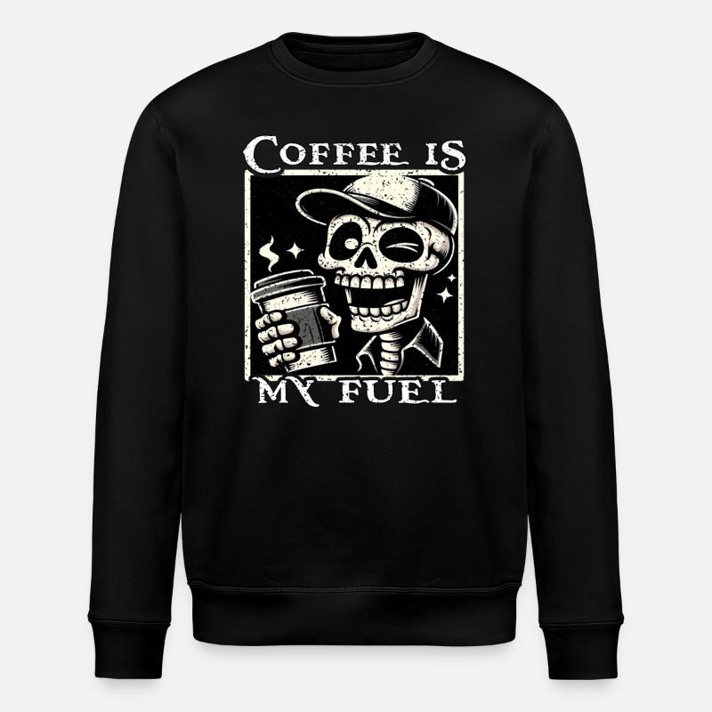 LE CAFÉ EST MON CARBURANT - SKELETON - Sweat bio ROLLER Stanley/Stella Unisexe - noir
