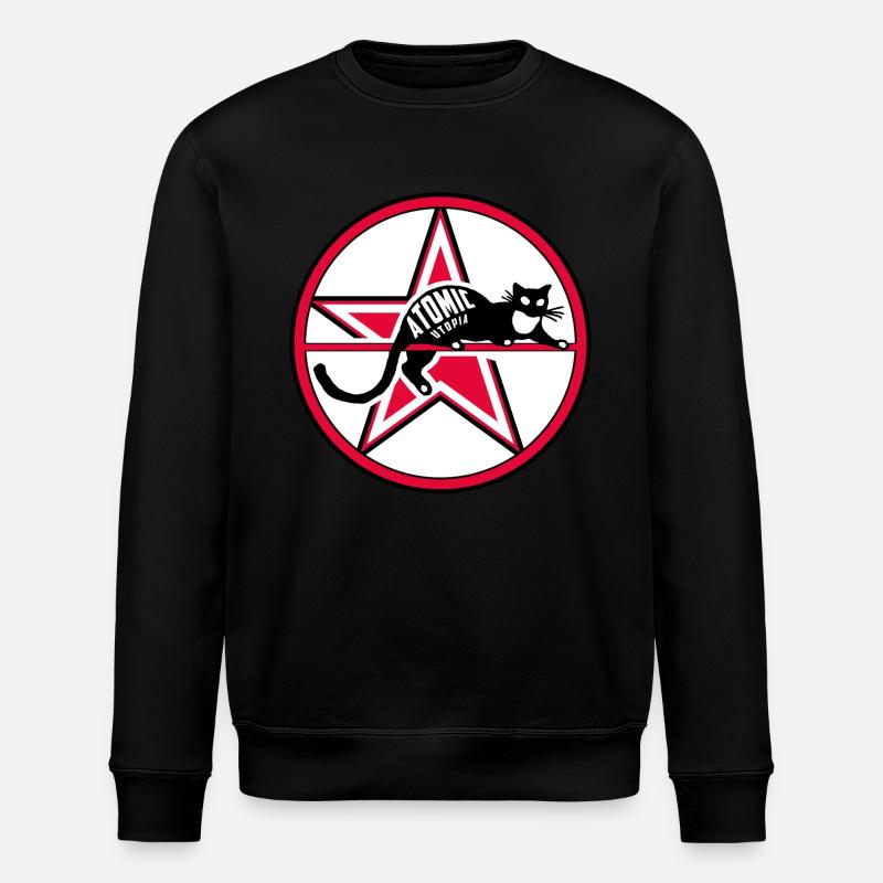 Atomic Utopia - Cat Star - Stanley/Stella ROLLER Unisex Organic Sweatshirt - black