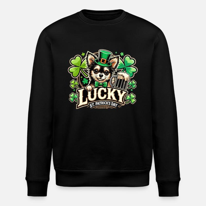 Saint-Patrick Leprechaun Chihuahua Heureux - Sweat bio ROLLER Stanley/Stella Unisexe - noir