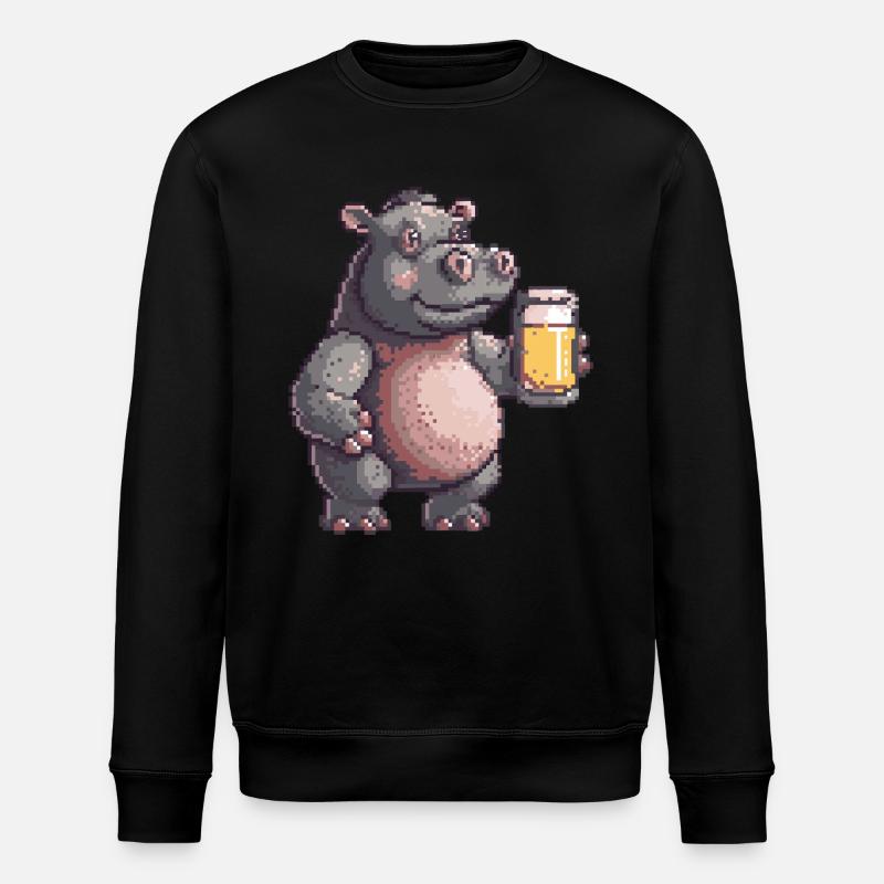 Bière Hippopotamus Pixel - Sweat bio ROLLER Stanley/Stella Unisexe - noir
