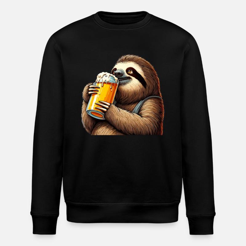 Bier Faultier Genuss Geschenk - Stanley/Stella Unisex Bio-Sweatshirt ROLLER - Schwarz