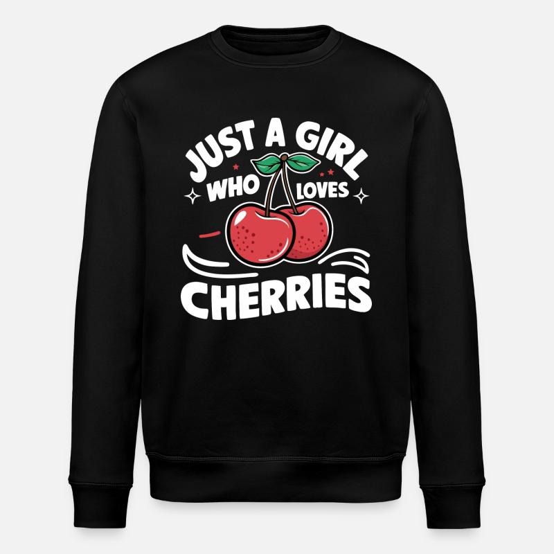 Kirsche Kirschen Früchte Essen - Stanley/Stella Unisex Bio-Sweatshirt ROLLER - Schwarz