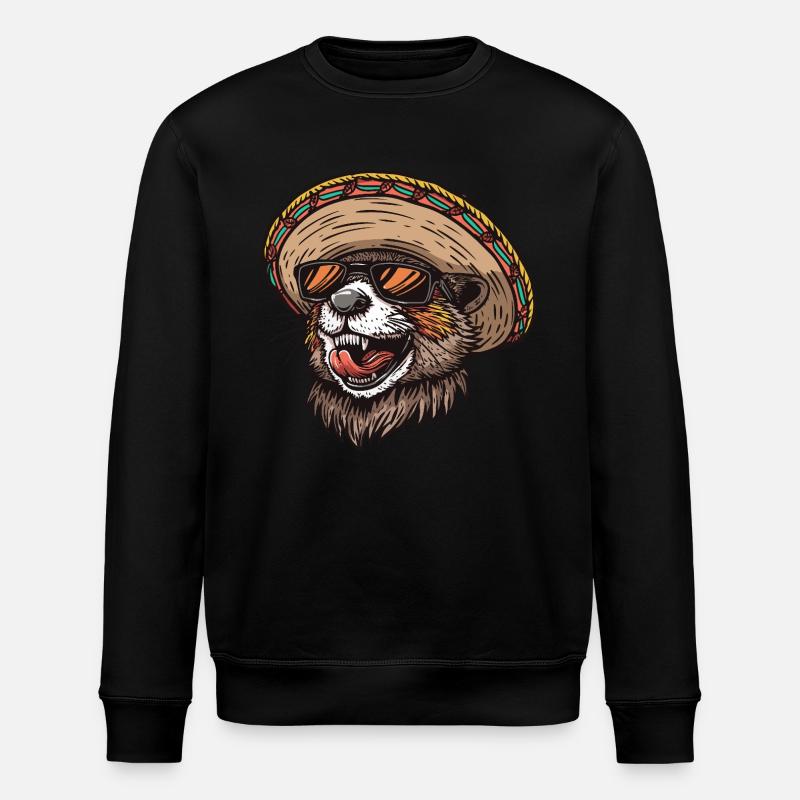Beaver Comic Funny Sombrero - Stanley/Stella ROLLER Unisex Organic Sweatshirt - black
