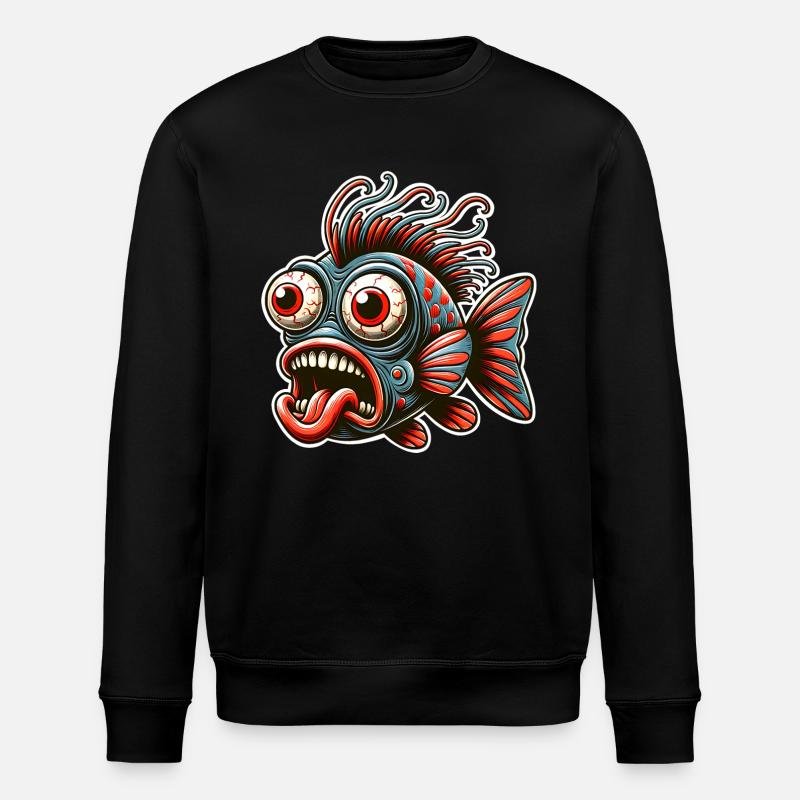 Fish Crazy - Stanley/Stella ROLLER Unisex Organic Sweatshirt - black