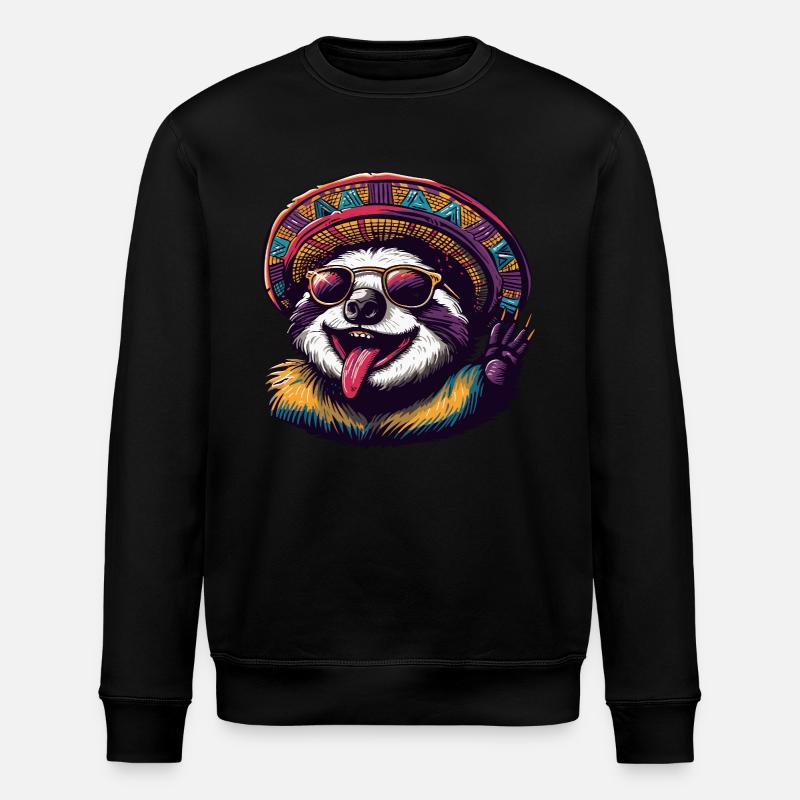 Faultier Lustig Sombrero - Stanley/Stella Unisex Bio-Sweatshirt ROLLER - Schwarz