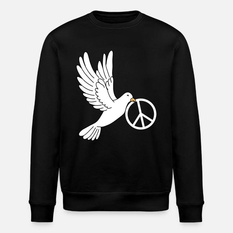 Friedenstaube mit Peacezeichen - Stanley/Stella Unisex Bio-Sweatshirt ROLLER - Schwarz