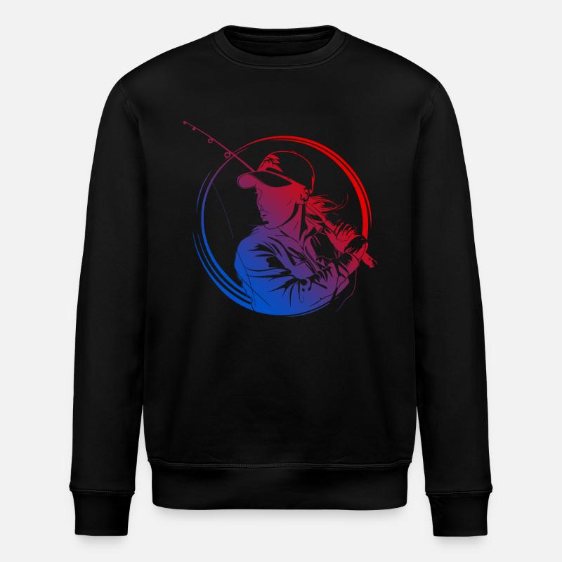 Fishing Silhouette Bunt - Stanley/Stella Unisex Bio-Sweatshirt ROLLER - Schwarz