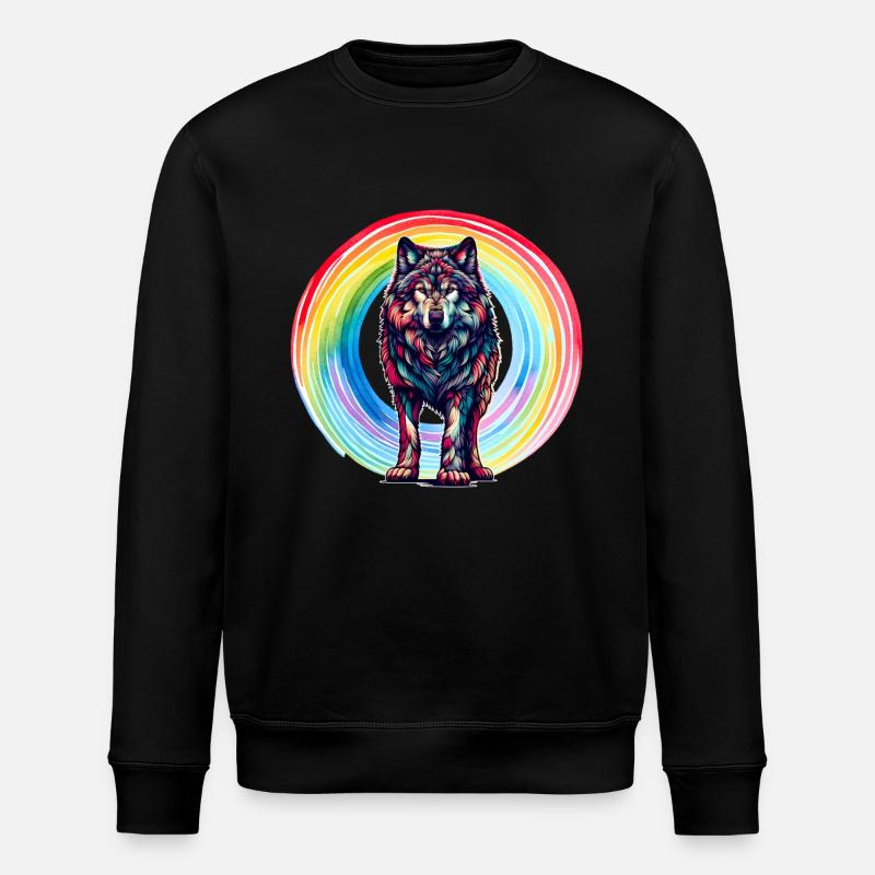 Wolf Wolves Rainbow - Stanley/Stella ROLLER Unisex Organic Sweatshirt - black