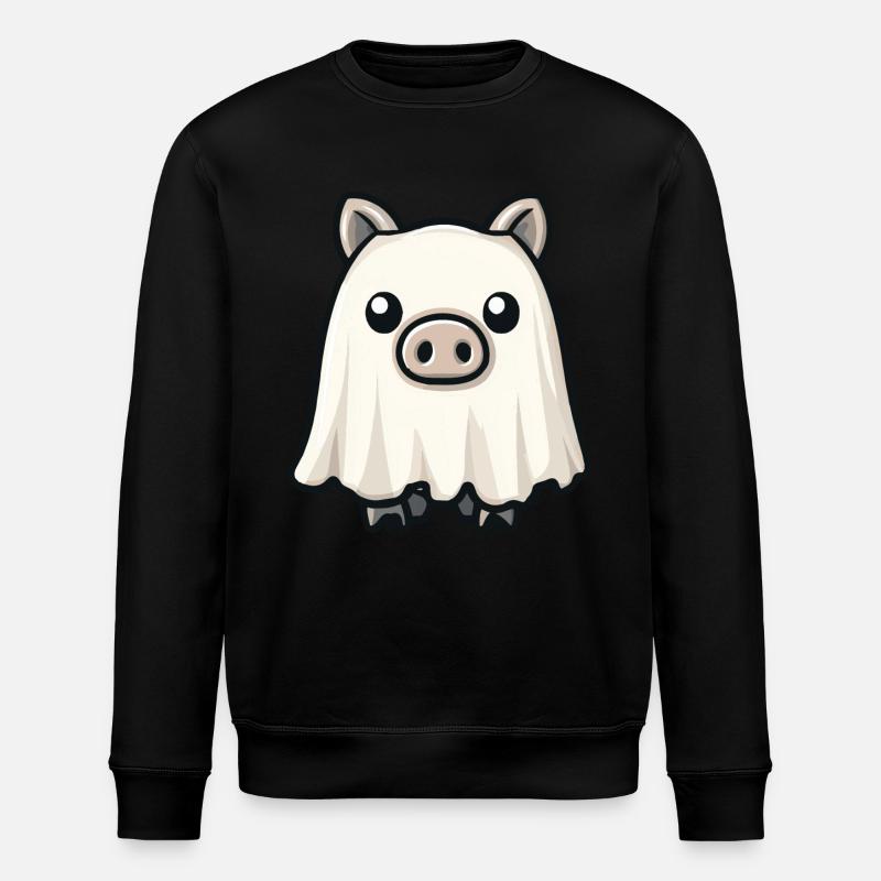 Pig HalloweenGhost Boar - Stanley/Stella ROLLER Unisex Organic Sweatshirt - black