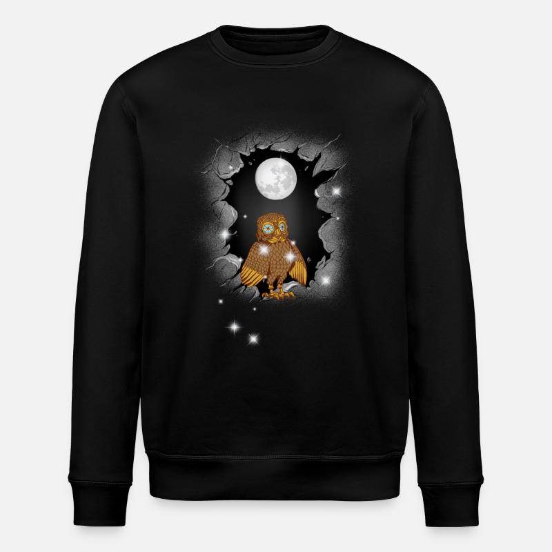 Eule Eulen Mond - Stanley/Stella Unisex Bio-Sweatshirt ROLLER - Schwarz