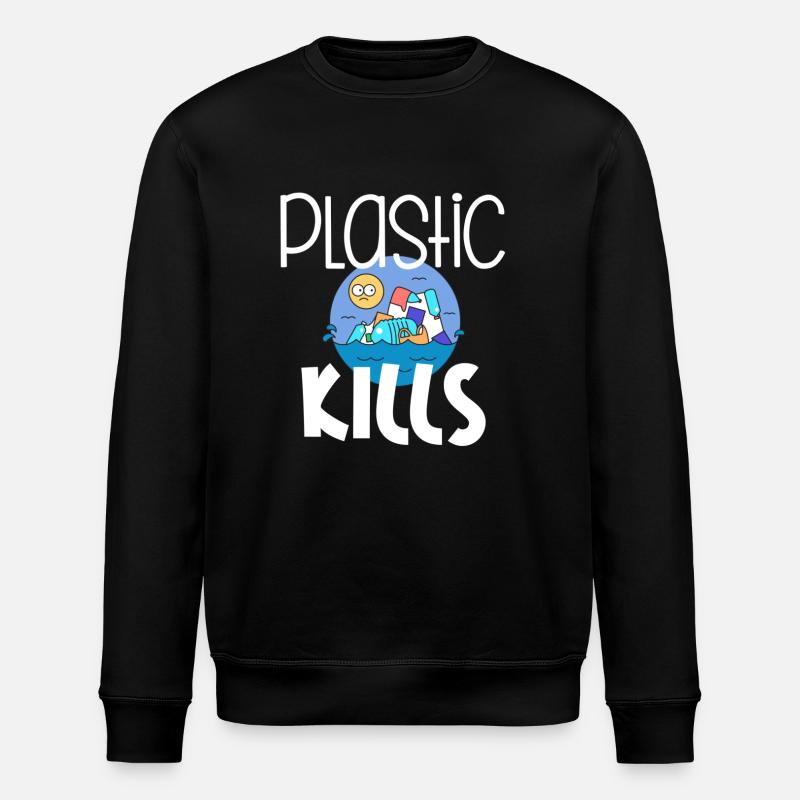 Plastic Kills Environmental Recycling - Stanley/Stella ROLLER Unisex Organic Sweatshirt - black