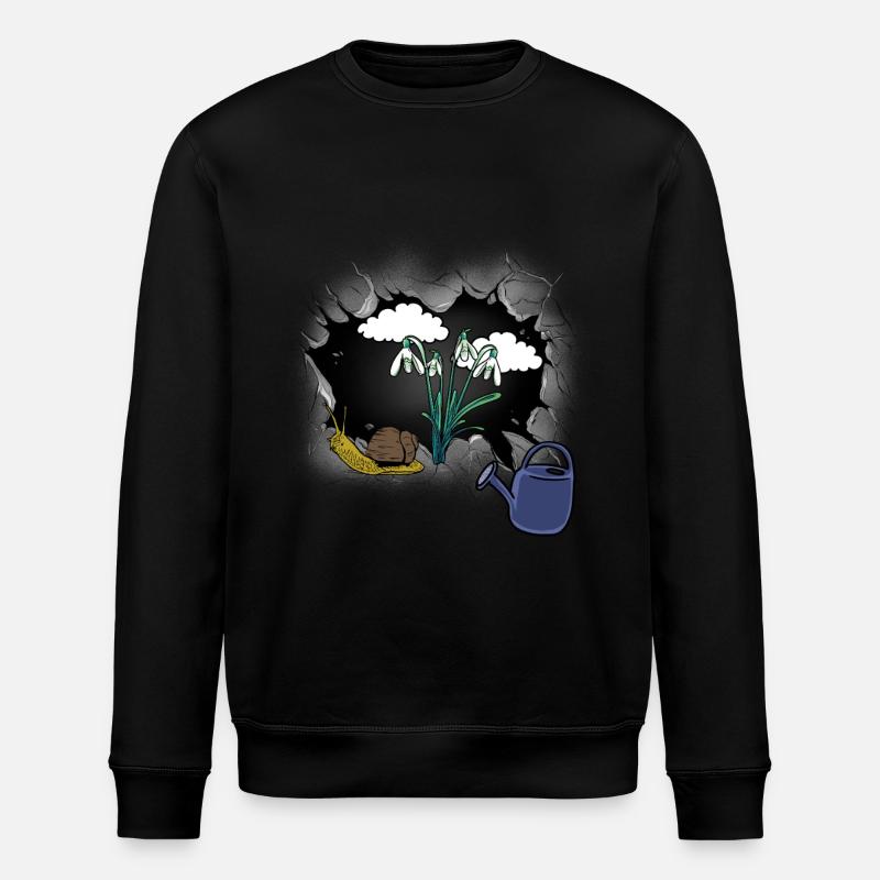 Snowdrop Flower Snail Snails - Stanley/Stella ROLLER Unisex Organic Sweatshirt - black