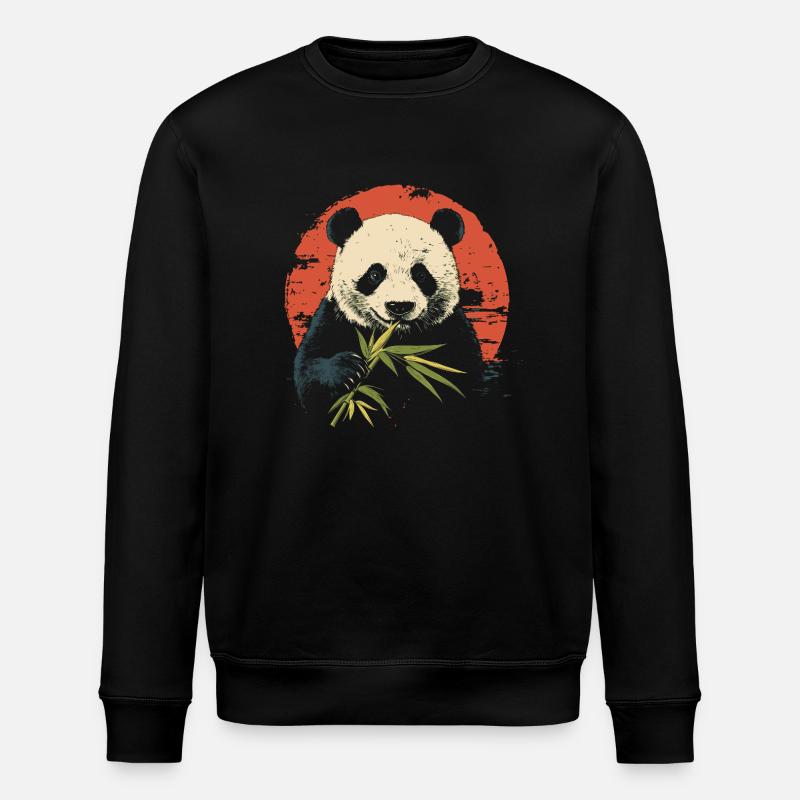 Panda isst Bambus - Stanley/Stella Unisex Bio-Sweatshirt ROLLER - Schwarz