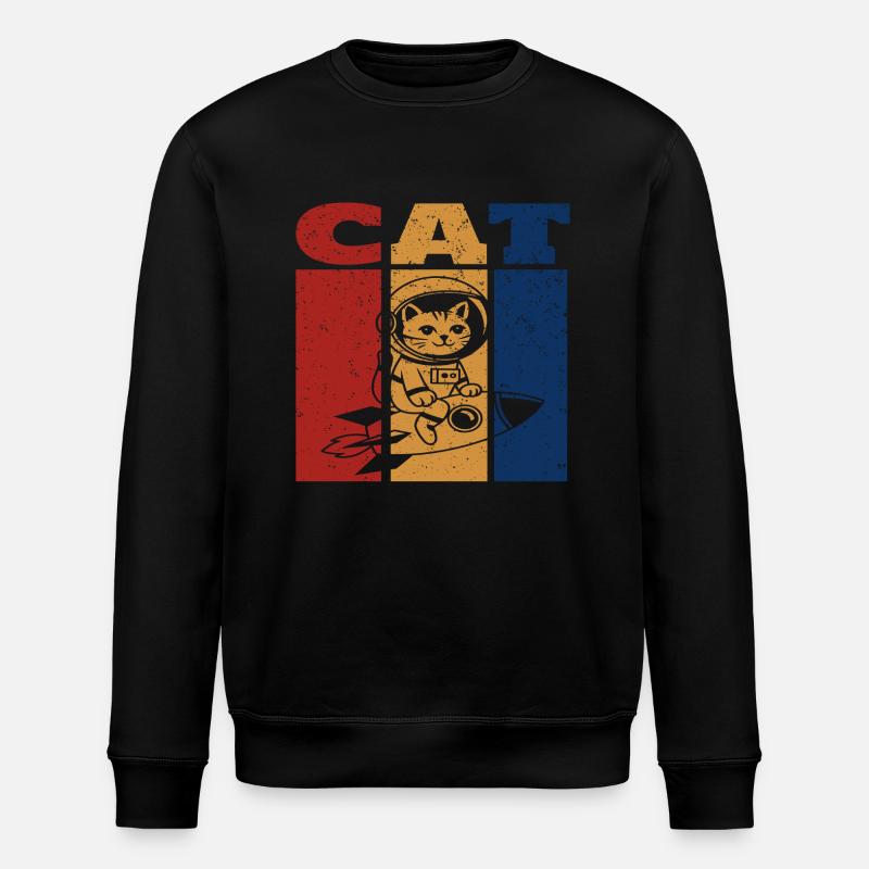 Astronaut Katze Retro Design - Stanley/Stella Unisex Bio-Sweatshirt ROLLER - Schwarz
